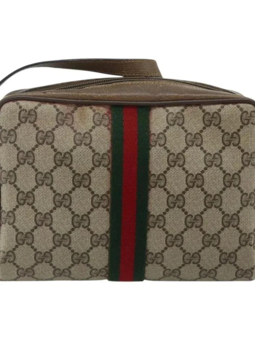 Share GUCCI GG Supreme Web Sherry Line Bag PVC Beige Gold 904 02 004 Auth